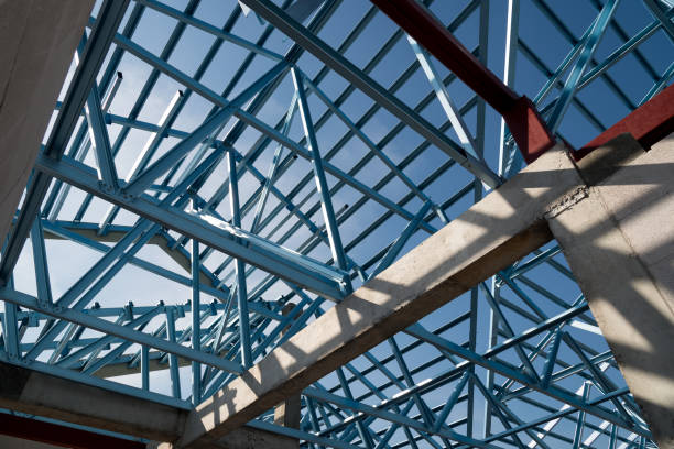 istock Structure of steel roof frame for building construction. 1130406676