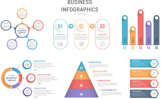 ilustraciones, imágenes clip art, dibujos animados e iconos de stock de plantillas de infografía - piramid