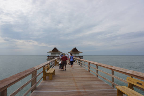 네이 플 스, 플로리다의 나무 폰 툰 - boardwalk pontoon bridge landscape sky 뉴스 사진 이미지