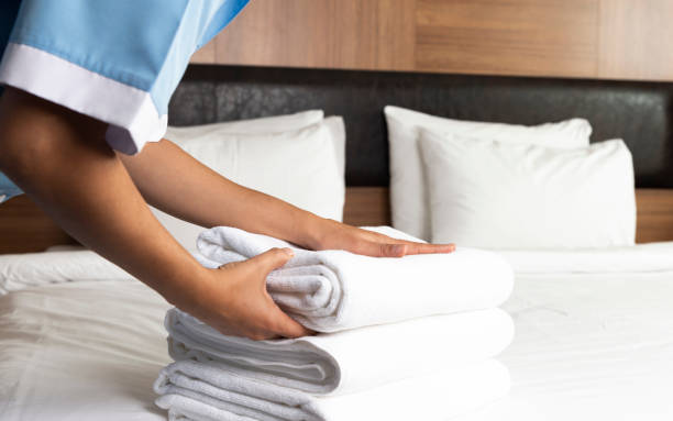 istock Chambermaid with Towels 1130411273