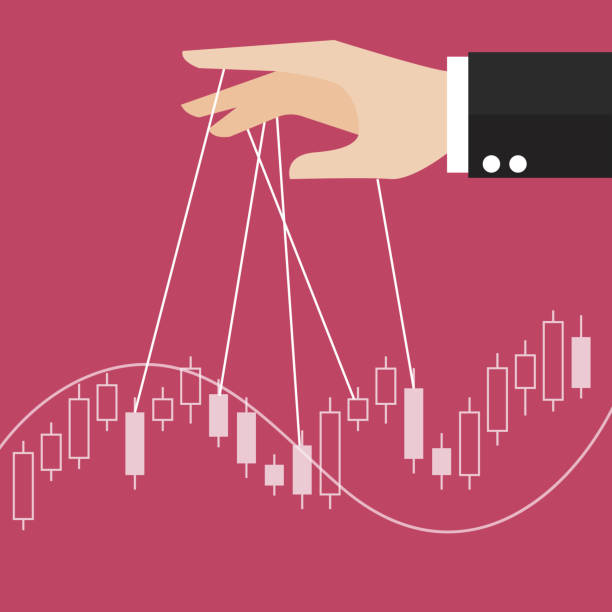 Hand is controlling stock candle stick graph Hand is controlling stock candle stick graph. Business concept exploitation stock illustrations