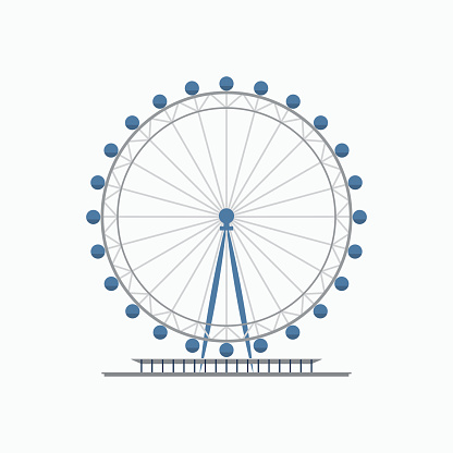 London eye ferris wheel. Flat style vector illustration. Tourist destination in London