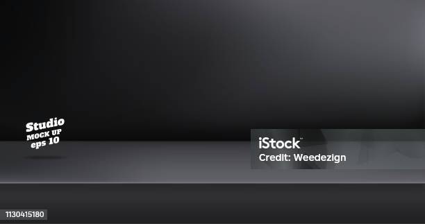 Vectorempty Black Color Studio Table Room Background Product Display With Copy Space For Display Of Content Designbanner For Advertise Product On Website Stock Illustration - Download Image Now