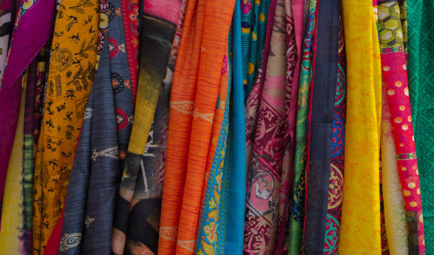 istock colorful indian fabric in market 1130416048
