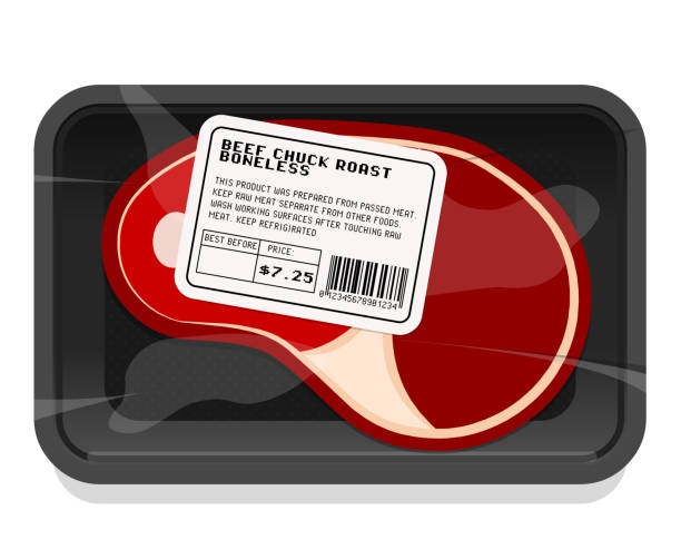 meat packaging Vector meat packaging illustration butchers shop illustrations stock illustrations