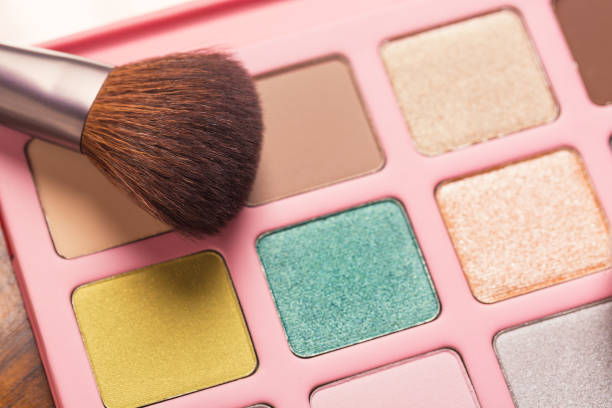 istock Makeup brush with shadow palette. Close up 1130423669