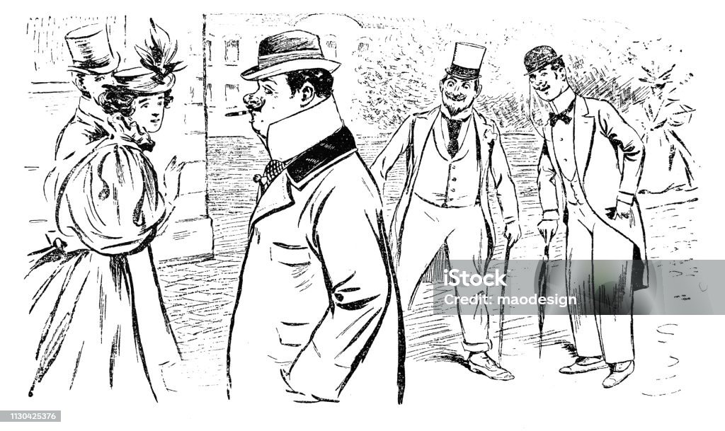 All eyes on him - 1896 1895 stock illustration