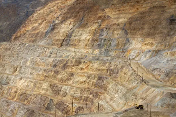 Excavation open pit mine Kennecott, copper, gold and silver mine operation outside Salt Lake City, USA