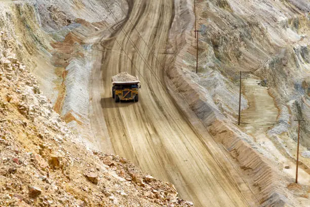 Excavation open pit mine Kennecott, copper, gold and silver mine operation, USA