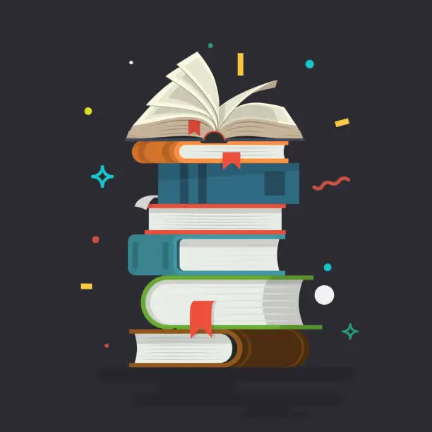 Vector illustration of Books. Knowledge, learning and education.