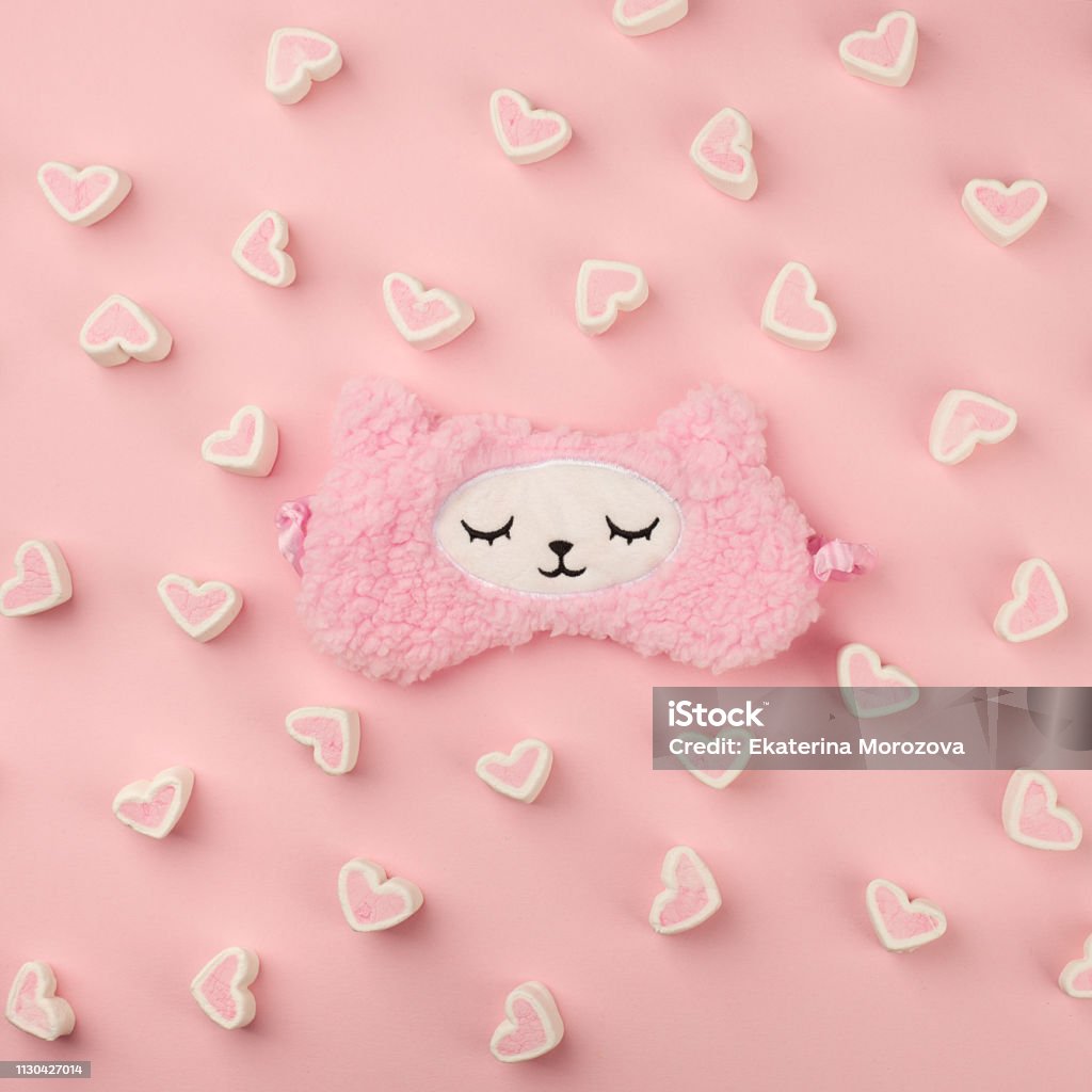Female Wearing Cute Kawaii Sleeping Band Pink Lama And Fluffe Heart  Marshmallow Trendy Soft Pastel Pink On Empty Background Soft Comfortable  Accessory Sweet Dreams Concept Stock Photo - Download Image Now - iStock