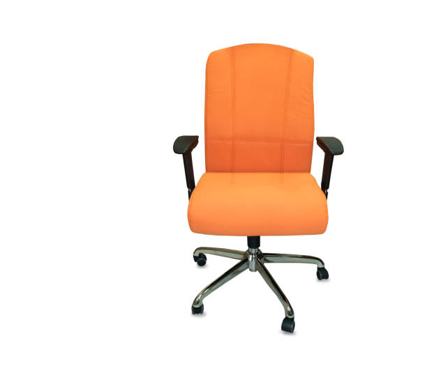 istock Modern office chair from orange cloth. Isolated 1130429638