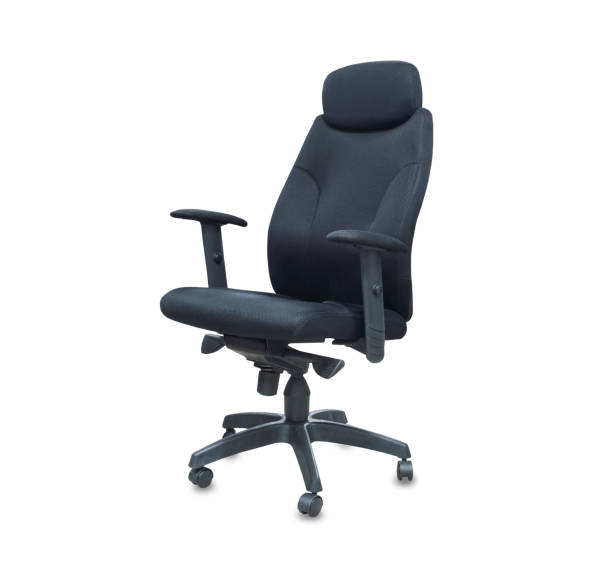 istock The office chair from black cloth. Isolated 1130429641