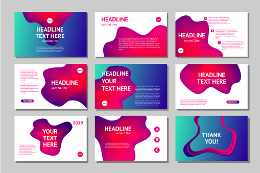 Presentation pages collection. Abstract business cover set. Landing page vector templates.