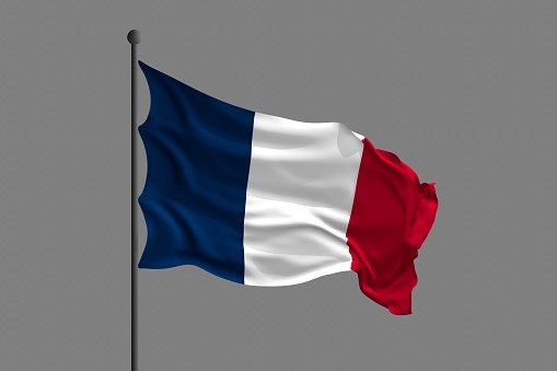 Waving flag of France. 3D rendering illustration.