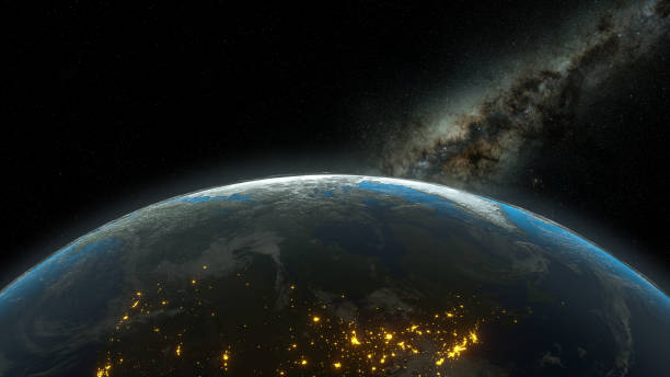 istock Planet earth against the rising sun, blue atmosphere. 3D Illustration. 1130436546