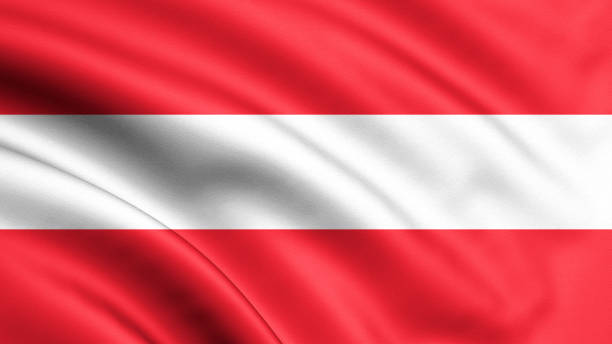 istock Austria flag blowing in the wind. Background texture. Vienna, Austria. 3d rendering, wave. - Illustration 1130437728