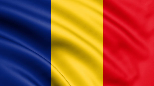 istock Romania flag blowing in the wind. Background texture. Bucharest, Romania. 3d rendering, wave. - Illustration 1130437752