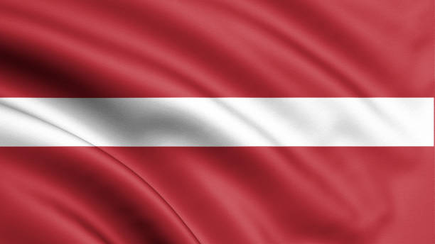istock Latvia flag blowing in the wind. Background texture. 3d rendering, wave. Illustration. 1130437753