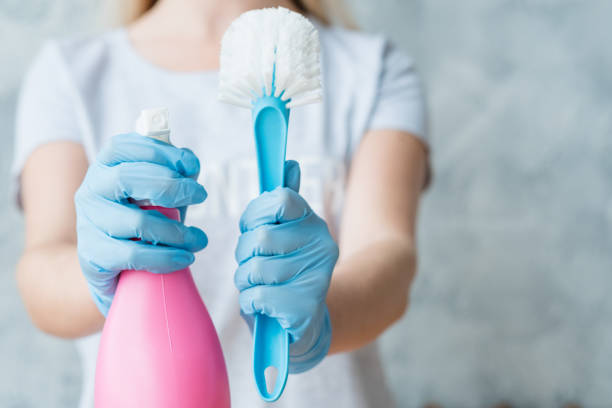 istock home cleaning supplies woman hold atomizer brush 1130437938