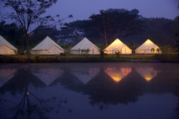 istock Bell Tents in nature background. 1130438060