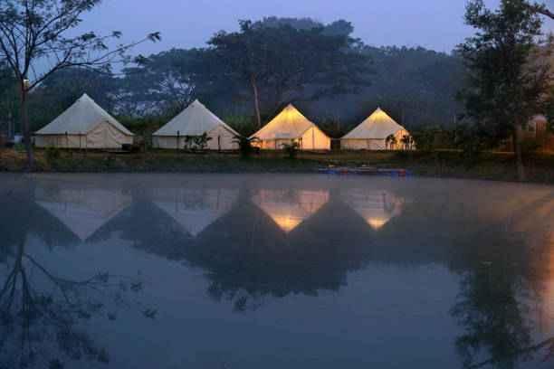 istock Bell Tents in nature background. 1130438063
