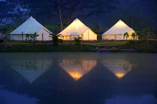 istock Bell Tents in nature background. 1130438091