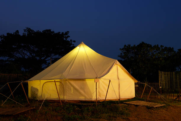 istock Bell Tents in nature background. 1130438105