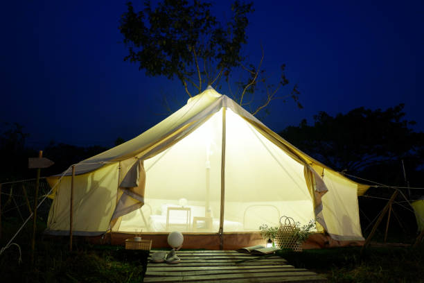 istock Bell Tents in nature background. 1130438121