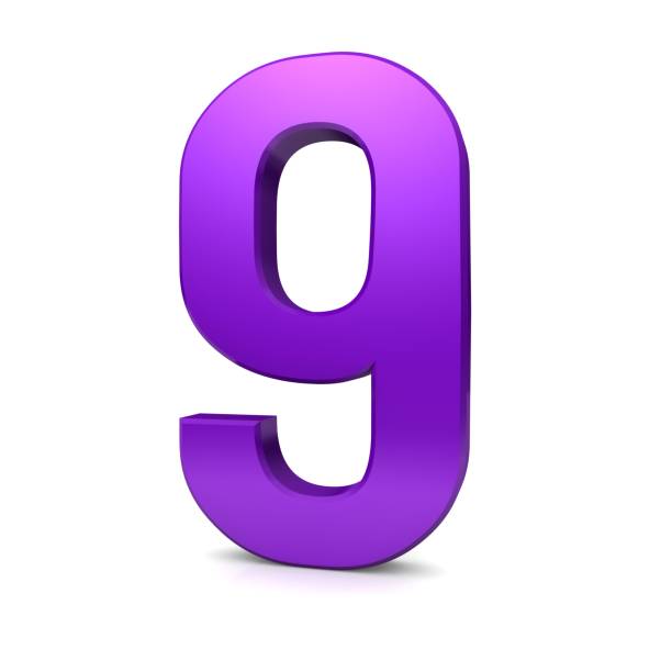Number 9 Purple 3d Sign Stock Photo - Download Image Now - Germany