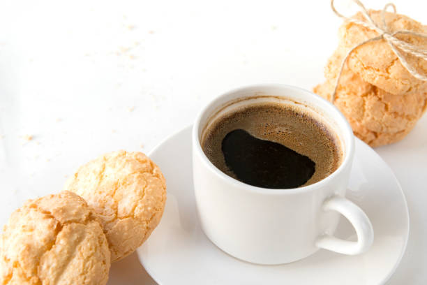 istock white Cup of black coffee, shortbread  cookies 1130439645