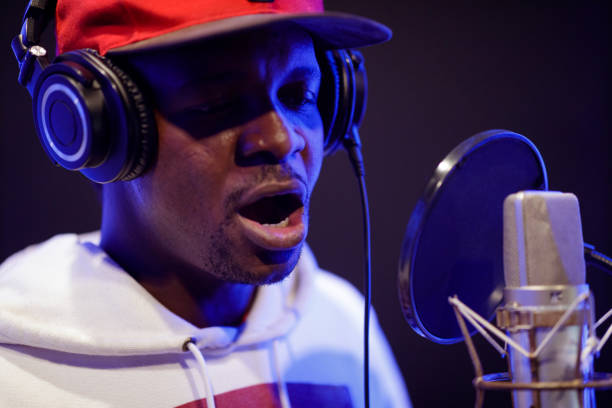 istock Rapper iin music recording studio 1130442742