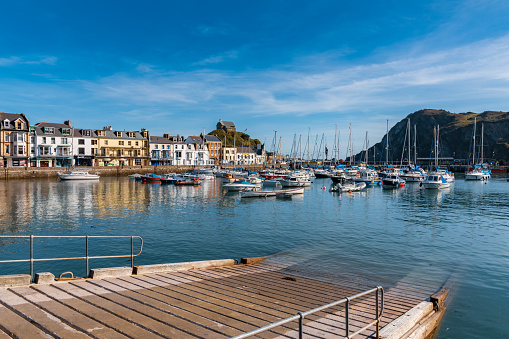 Ilfracombe, Devon, England, UK - September 29, 2018: View from The Strand towards The Quay over the harbour