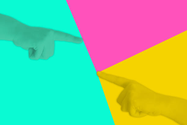 istock Hand pointing, minimal concept neon colors 1130444158