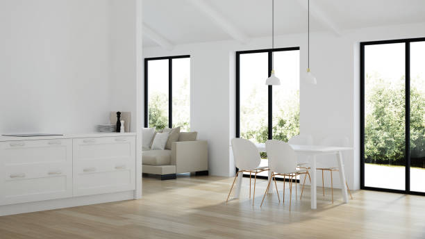 istock Modern house interior. White color in the interior. 3D rendering. 1130444188