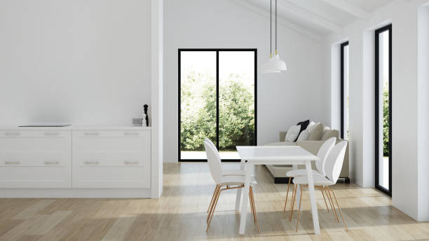 istock Modern house interior. White color in the interior. 3D rendering. 1130444192