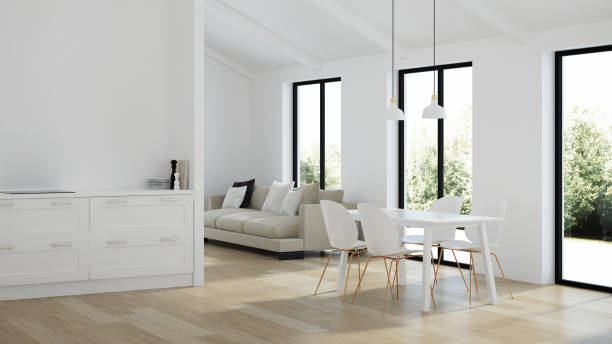 istock Modern house interior. White color in the interior. 3D rendering. 1130444196