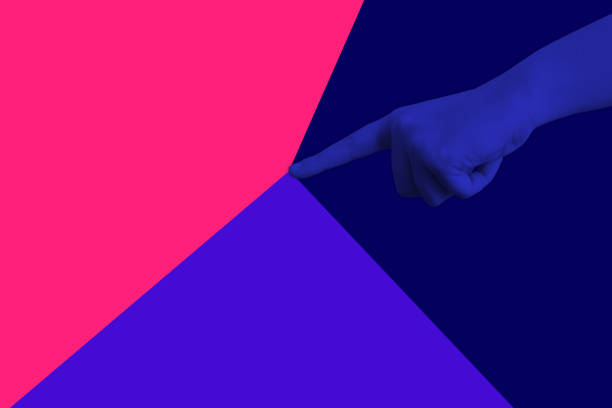 istock Hand pointing, minimal concept neon colors 1130444297