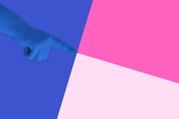istock Hand pointing, minimal concept neon colors 1130444385