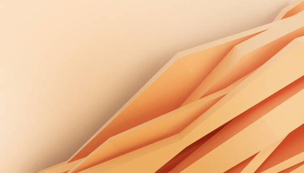 istock Modern abstract Graphic Orange digital shape and Background Minimal Art - paper cut style - 3d rendering 1130444548