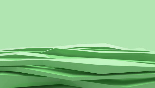 istock Modern abstract Graphic Green color digital shape and Background Minimal Art - paper cut style - 3d rendering 1130444549