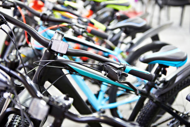istock Modern bicycles in sports shop 1130446368