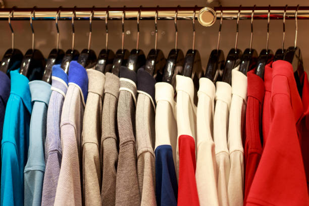 istock on hangers in the store, close-up 1130446999