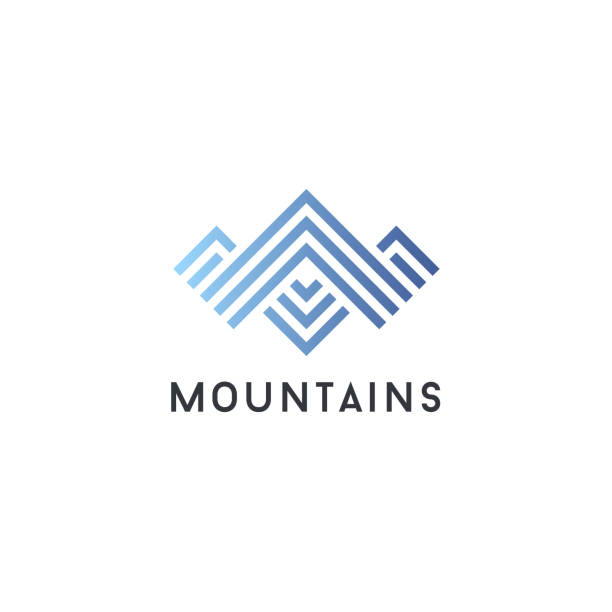 ilustraciones, imágenes clip art, dibujos animados e iconos de stock de plantilla de diseño de icono de vector. concepto abstracto de las montañas - high peaks