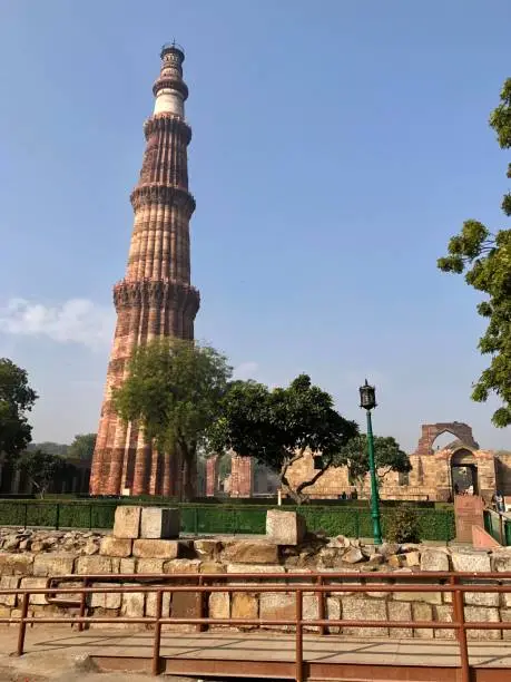 The Qutub Minar, also spelled as Qutab Minar, or Qutb Minar, is a minaret that forms part of the Qutab complex, a UNESCO World Heritage Site in the Mehrauli area of Delhi, India