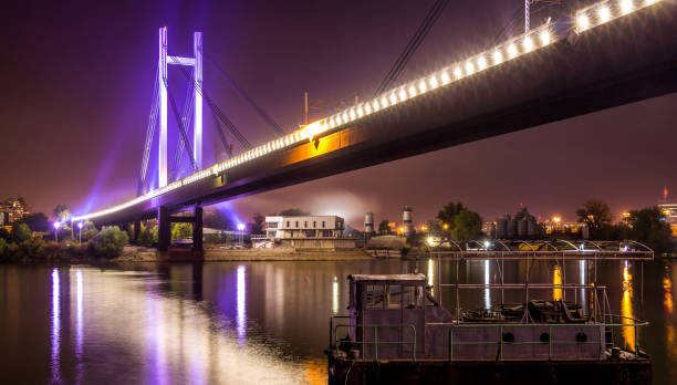 istock Bridge reflection in the river Sava in Belgrade 1130455102