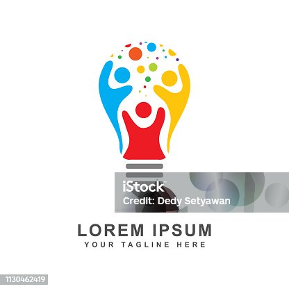 istock symbol design of abstract people in a bulb 1130462419