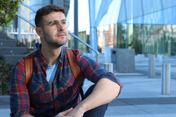 Relaxed man looking away outdoors