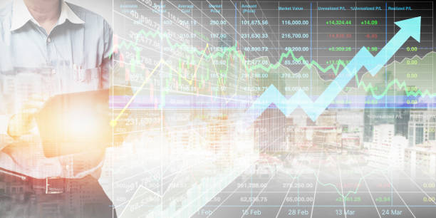 istock Control and operate tablet to control and connect big data of real estate background. 1130464709