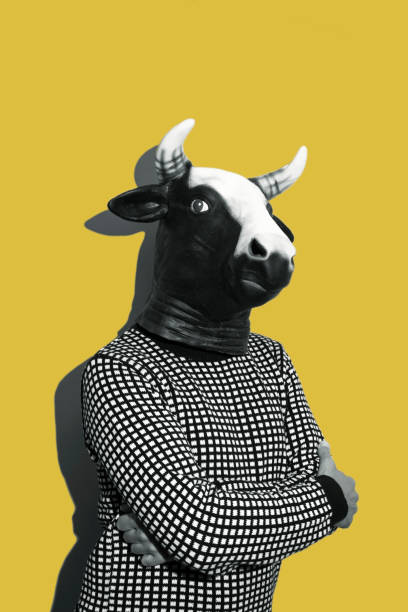 istock young man with a cow mask 1130464737